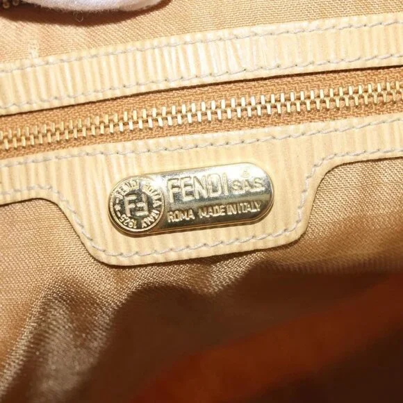 FENDI Zucca Canvas Hand Bag Yellow Gold Auth